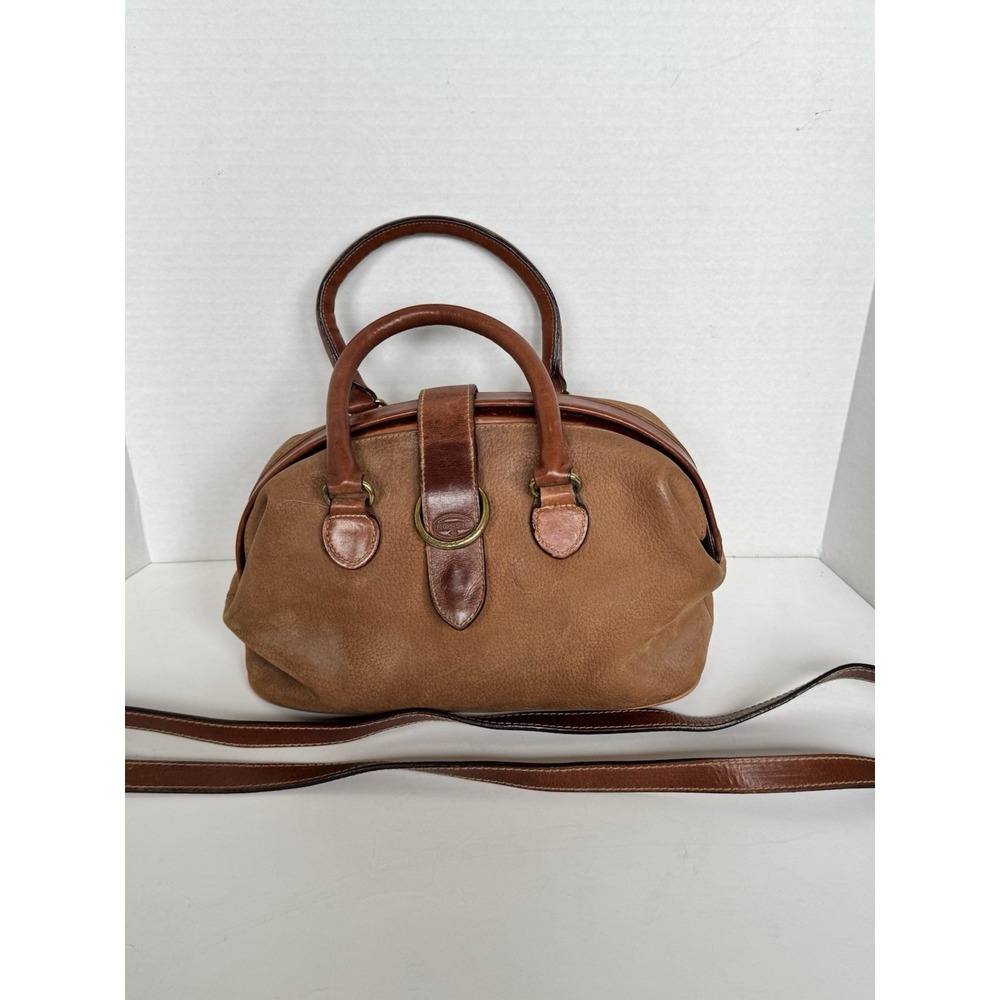 Vintage Fossil Pebble Leather Top Handle Frame Satchel Dr. Bag Purse Crossbody